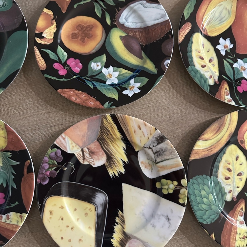 Tropical Fruit Design Richard Limoges France Ceramic Plate Set of 6 - Picture 4 of 7